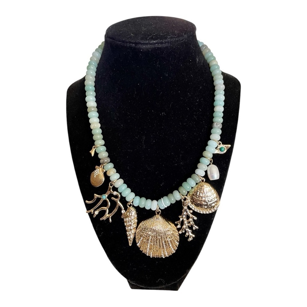 House of Harlow 1960 Necklace, Amazonite Glass Stones, Freshwater Pearls…
